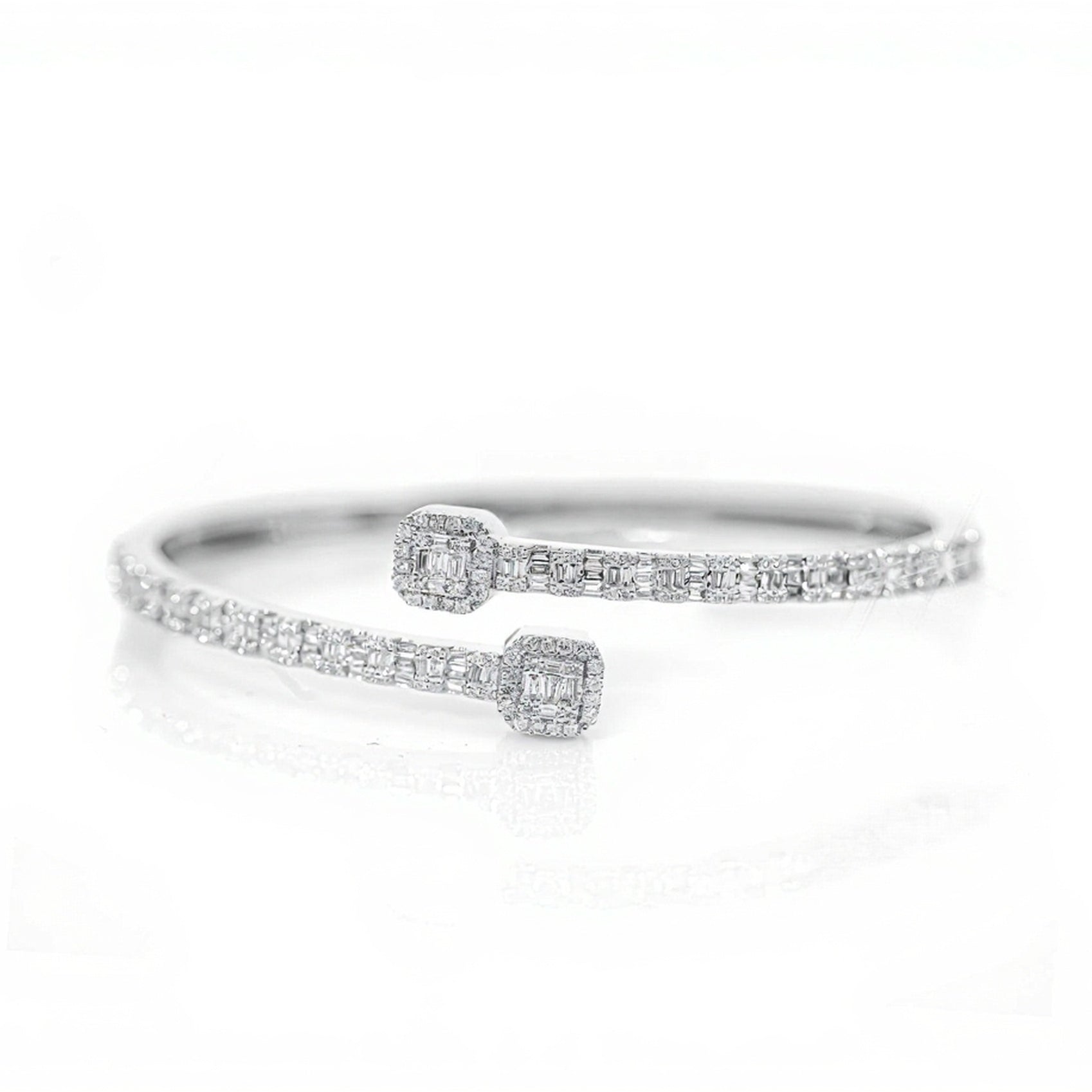 10k Gold Square Accent Diamond Bangle 1.75ct - Mr. Alex Jewelry