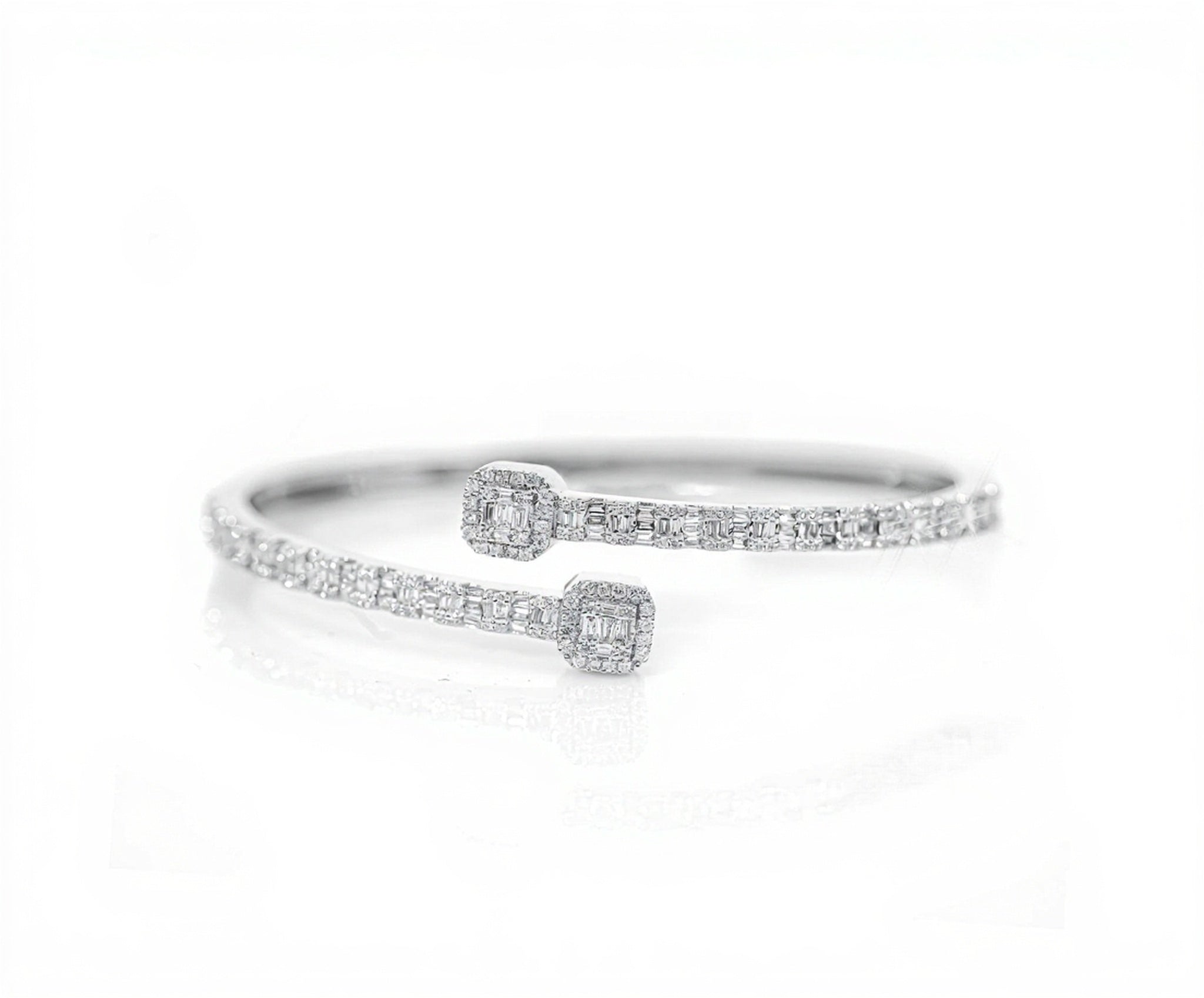 10k Gold Square Accent Diamond Bangle 1.75ct - Mr. Alex Jewelry