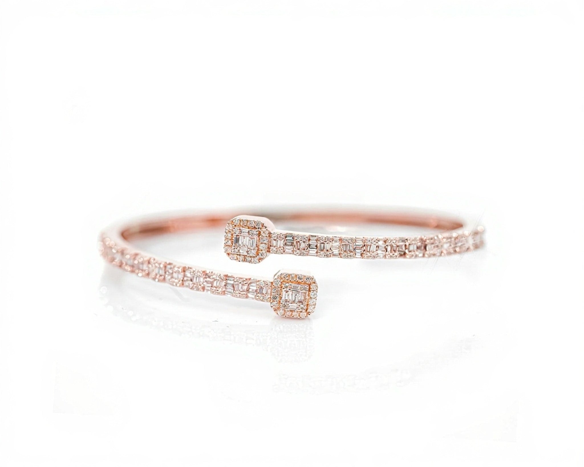 10k Gold Square Accent Diamond Bangle 1.75ct - Mr. Alex Jewelry