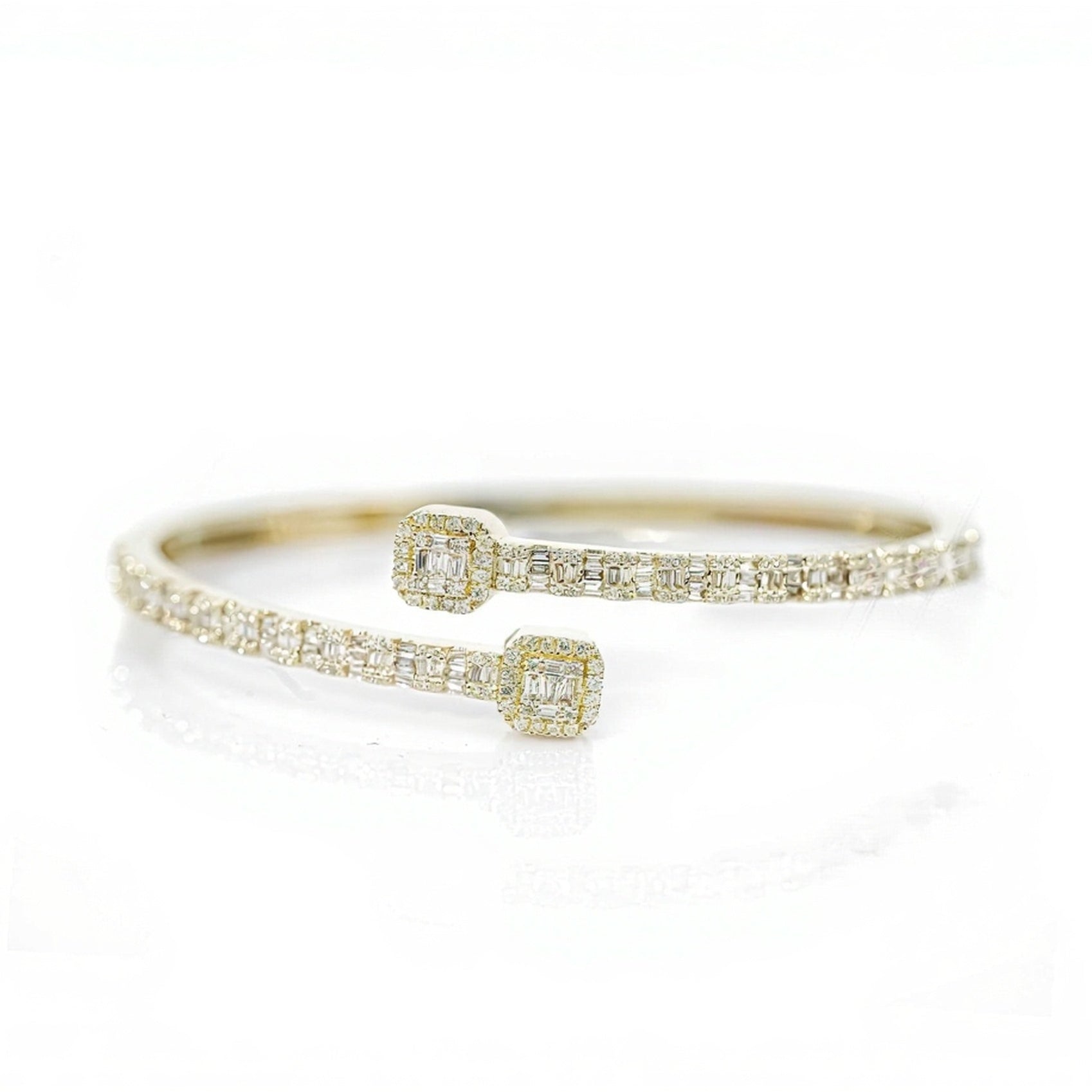 10k Gold Square Accent Diamond Bangle 1.75ct - Mr. Alex Jewelry