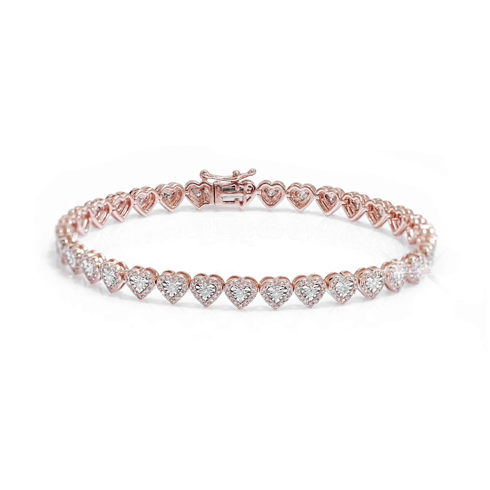 10k Heart Tennis Bracelet with Elegant Diamond Accents 1.75ct - Mr. Alex Jewelry