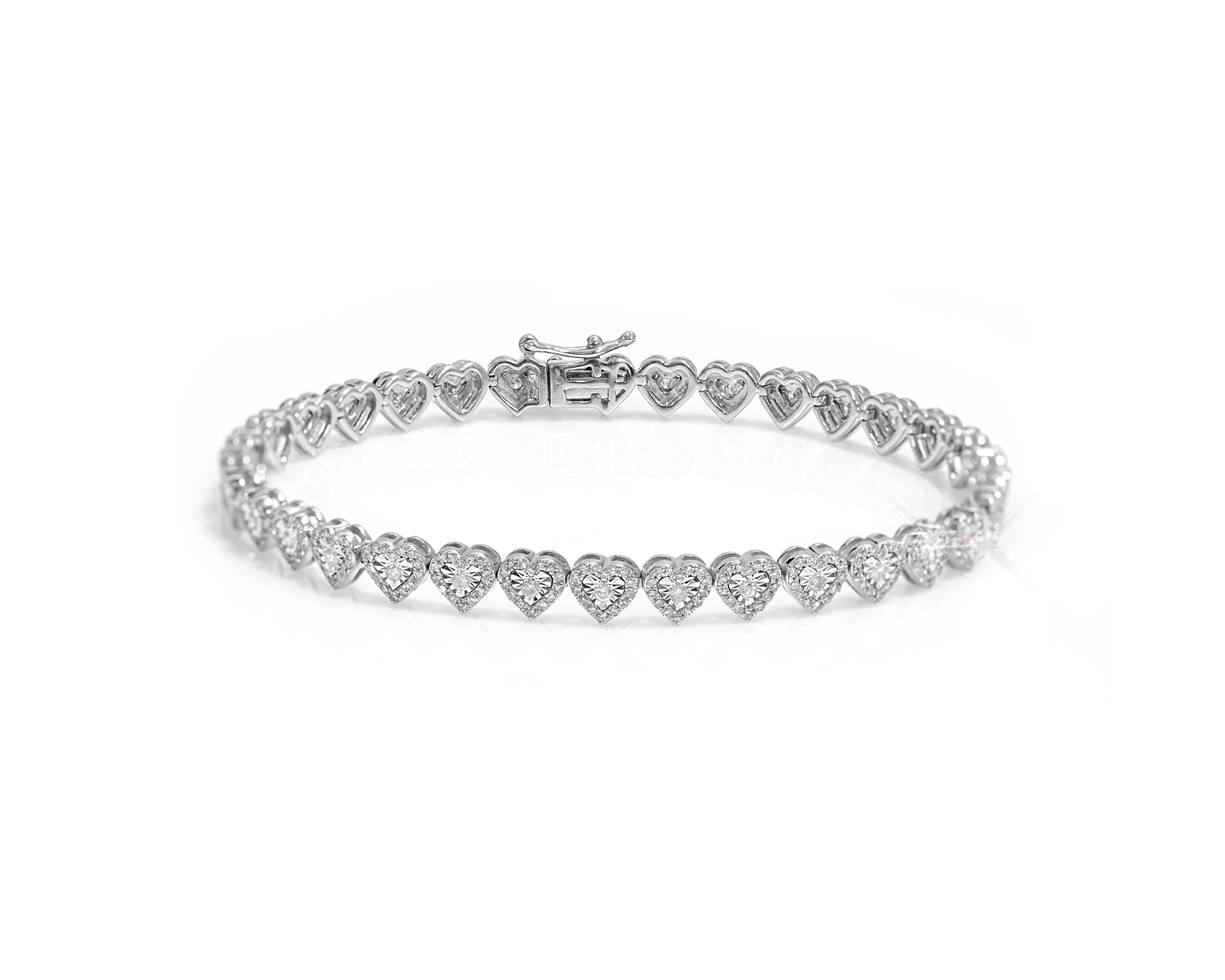 10k Heart Tennis Bracelet with Elegant Diamond Accents 1.75ct - Mr. Alex Jewelry