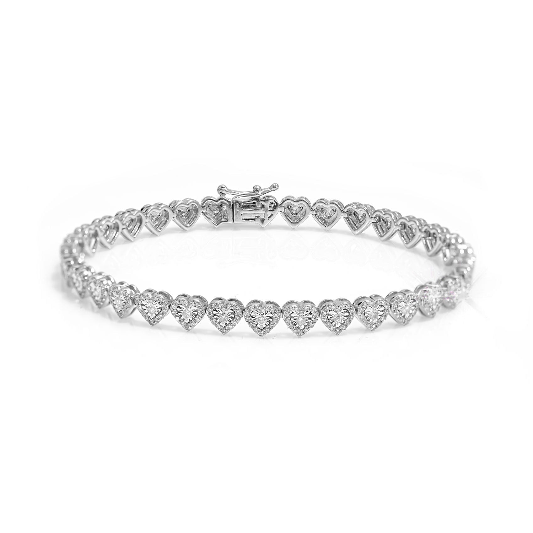10k Heart Tennis Bracelet with Elegant Diamond Accents 1.75ct - Mr. Alex Jewelry
