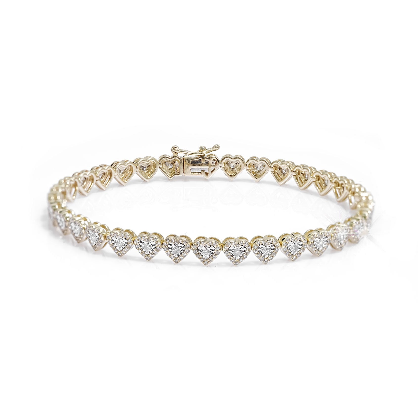 10k Heart Tennis Bracelet with Elegant Diamond Accents 1.75ct - Mr. Alex Jewelry