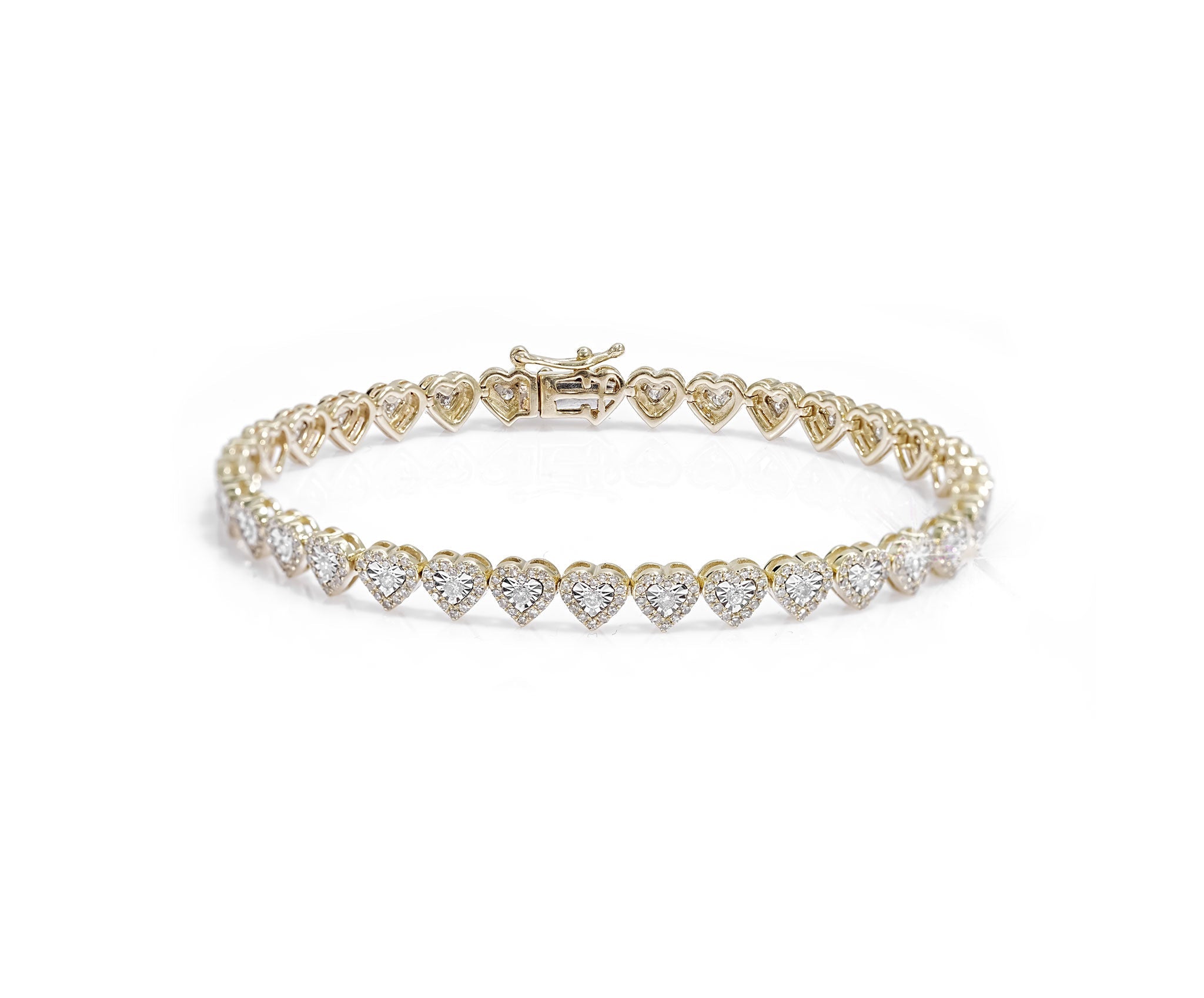 10k Heart Tennis Bracelet with Elegant Diamond Accents 1.75ct - Mr. Alex Jewelry