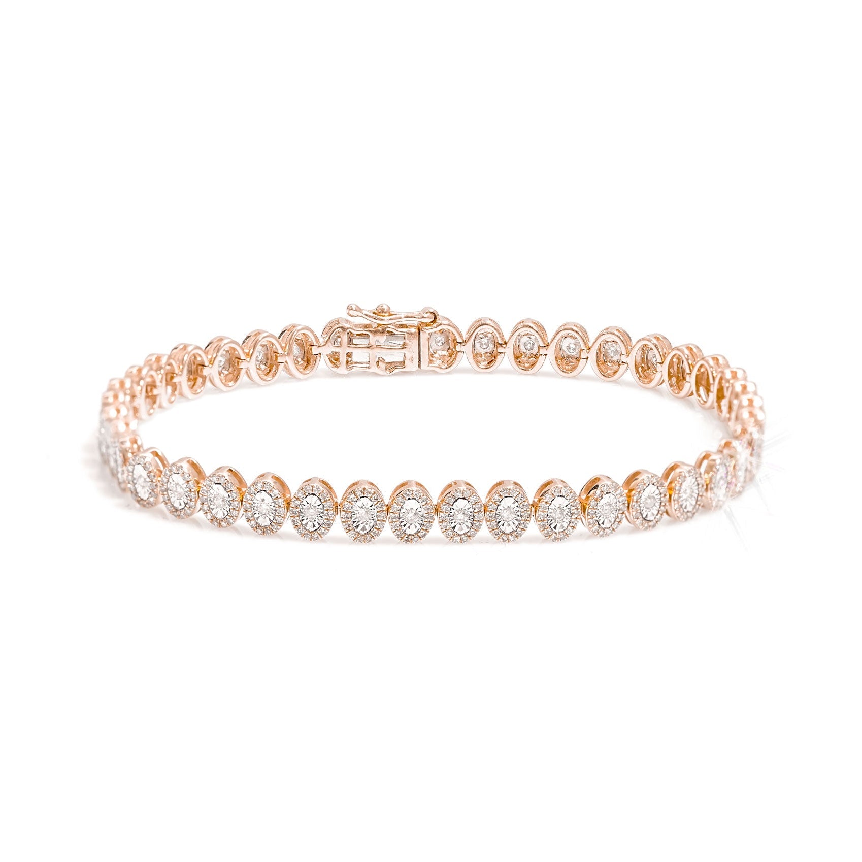 10k Oval Bezel Tennis Bracelet with Diamond Accents 1.75ct - Mr. Alex Jewelry