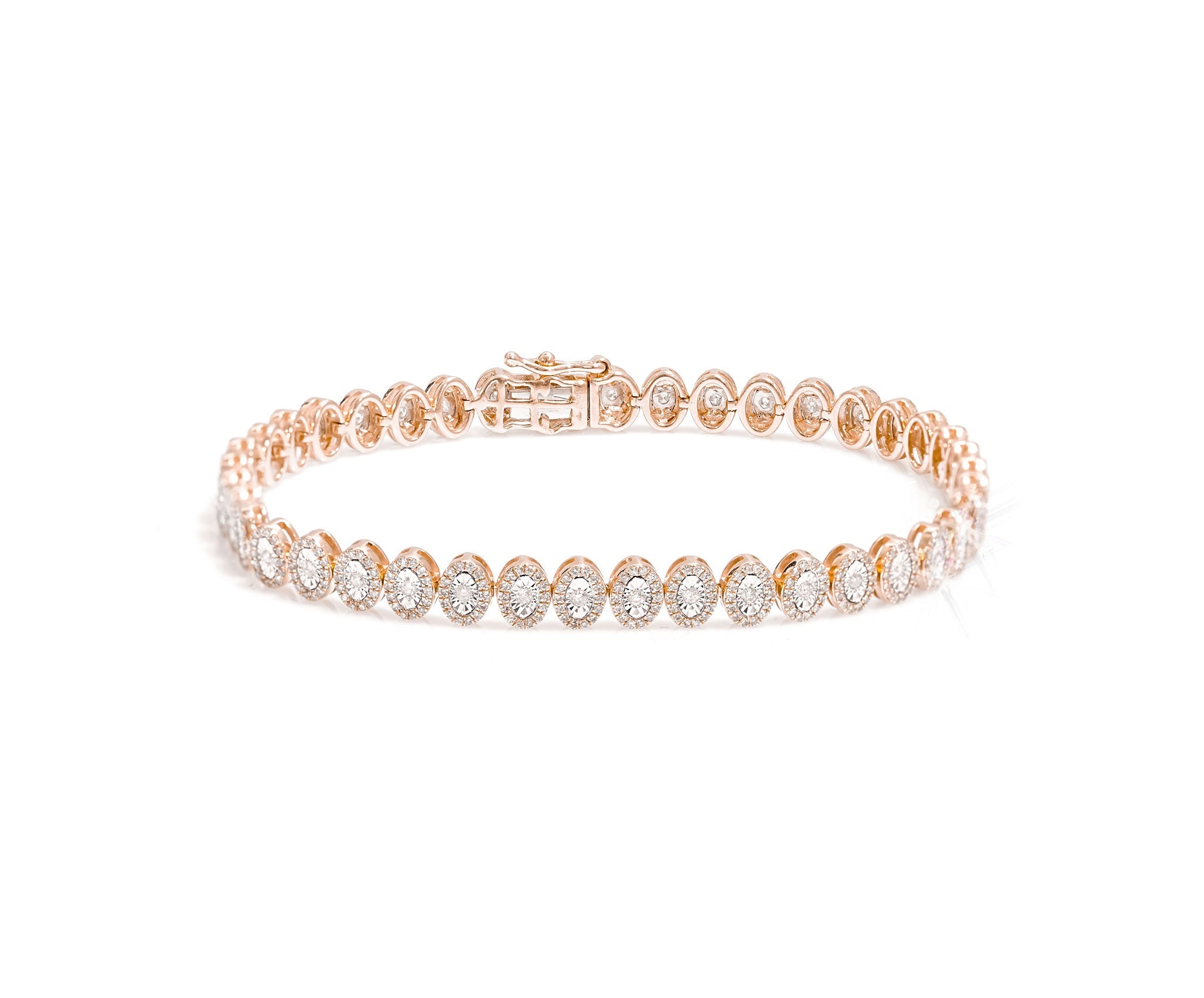 10k Oval Bezel Tennis Bracelet with Diamond Accents 1.75ct - Mr. Alex Jewelry