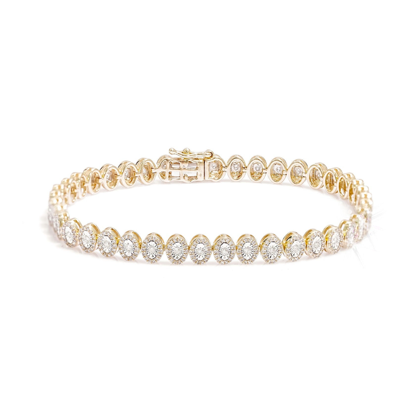10k Oval Bezel Tennis Bracelet with Diamond Accents 1.75ct - Mr. Alex Jewelry