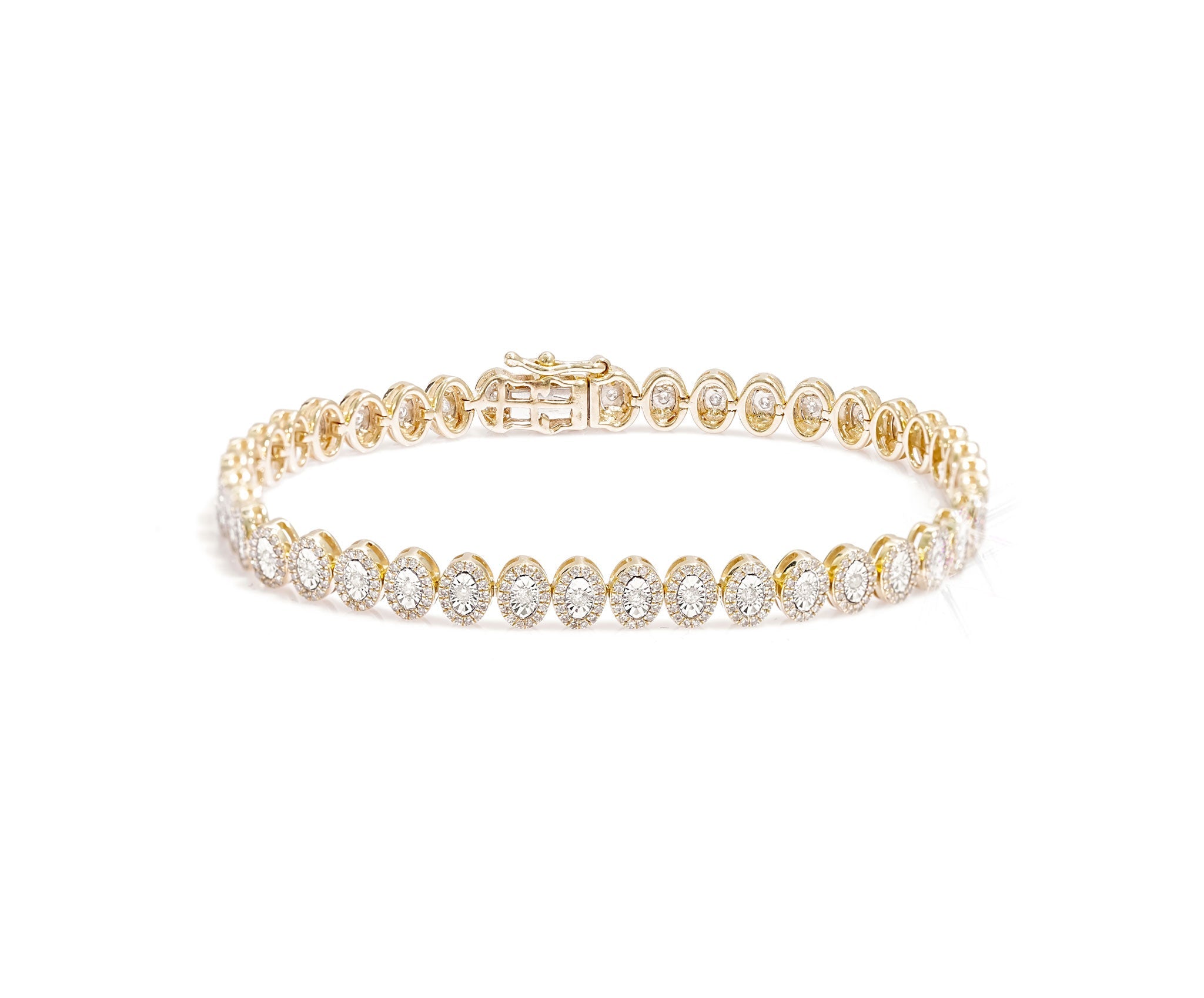 10k Oval Bezel Tennis Bracelet with Diamond Accents 1.75ct - Mr. Alex Jewelry