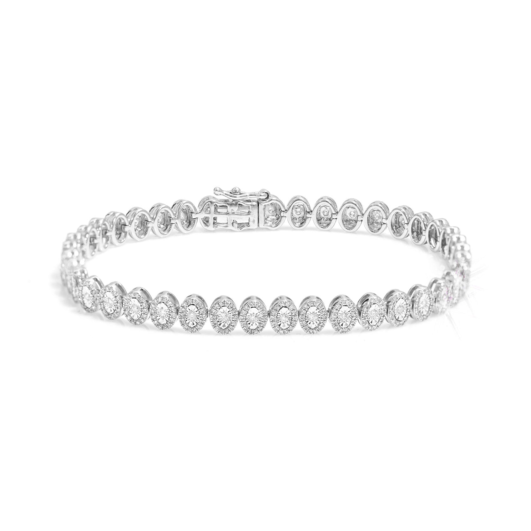 10k Oval Bezel Tennis Bracelet with Diamond Accents 1.75ct - Mr. Alex Jewelry