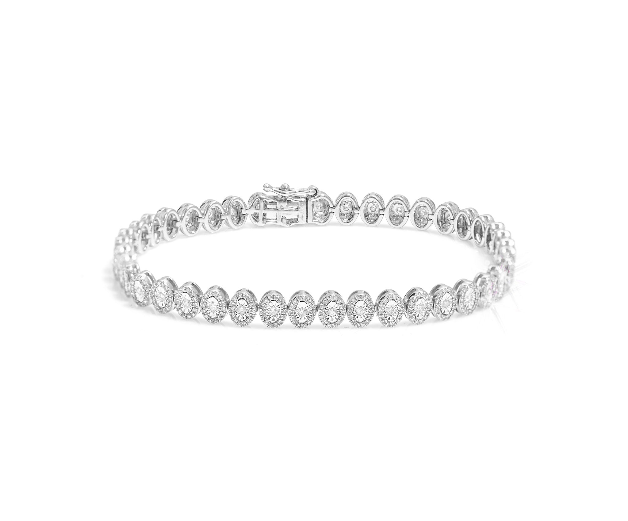 10k Oval Bezel Tennis Bracelet with Diamond Accents 1.75ct - Mr. Alex Jewelry
