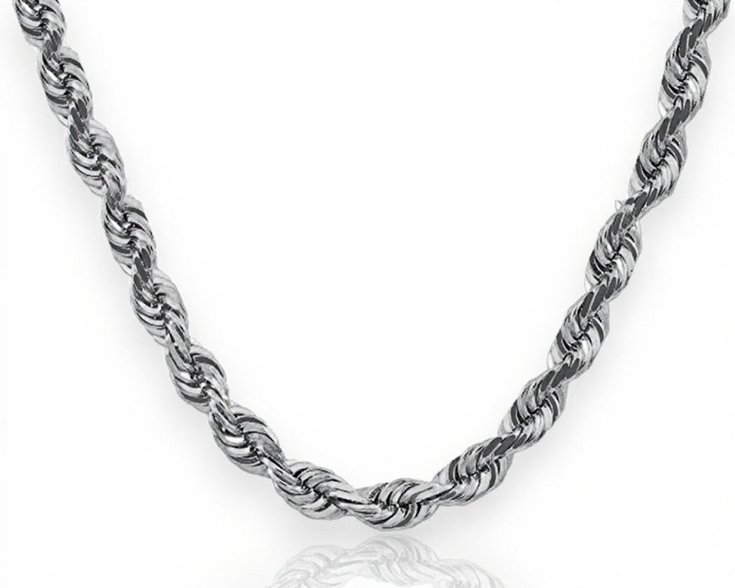 10K Solid Rope Chain White Gold