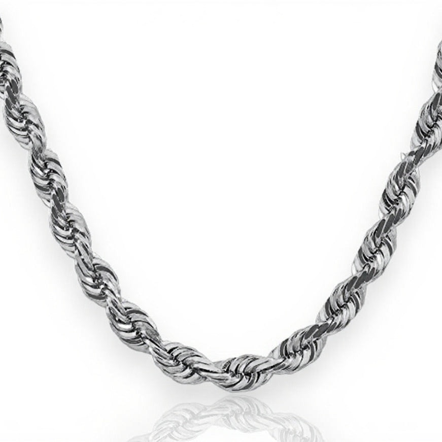 10K Solid Rope Chain White Gold