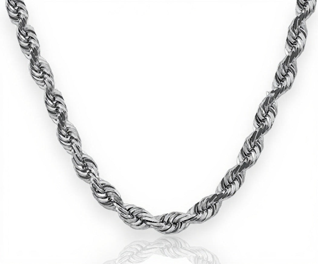10K Solid Rope Chain White Gold