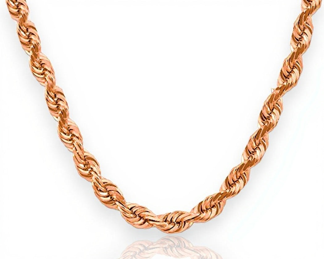 10K Solid Rope Chain Rose Gold