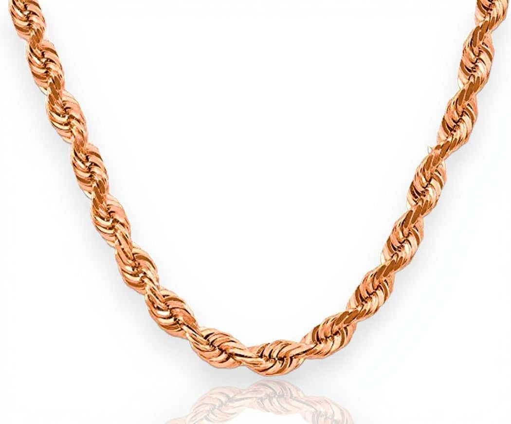 10K Solid Rope Chain Rose Gold