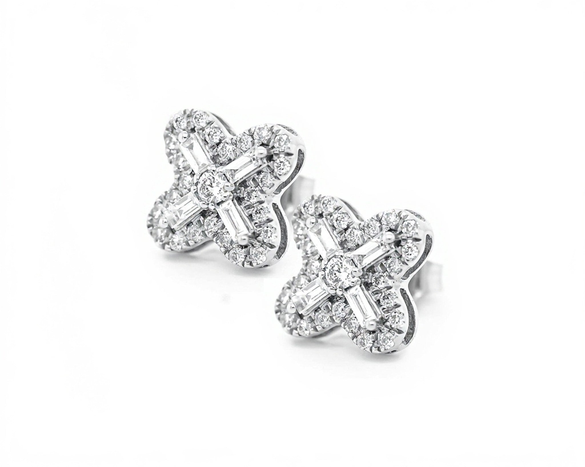 10k Star Design Earrings with Diamond Accents 0.85ct - Mr. Alex Jewelry