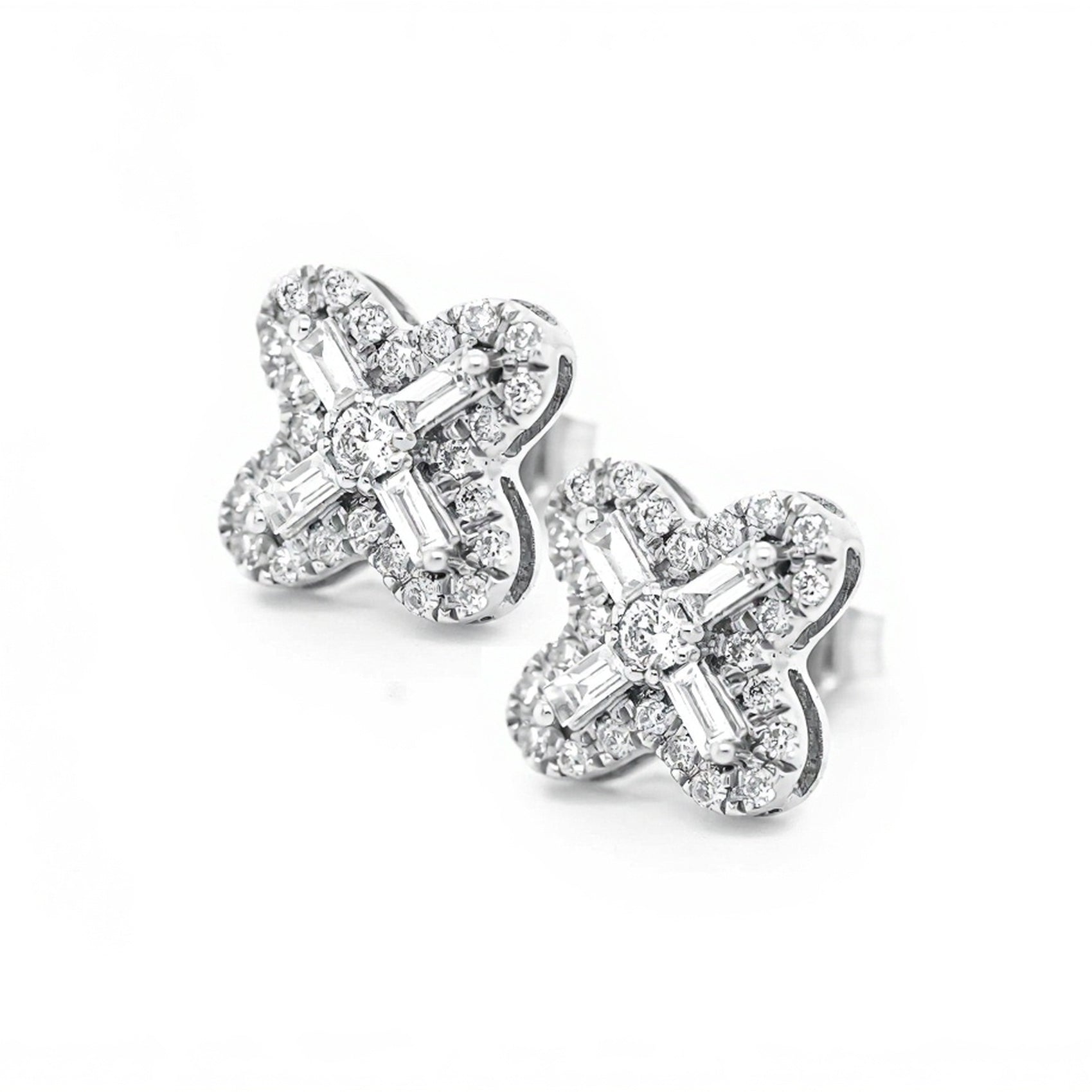 10k Star Design Earrings with Diamond Accents 0.85ct - Mr. Alex Jewelry