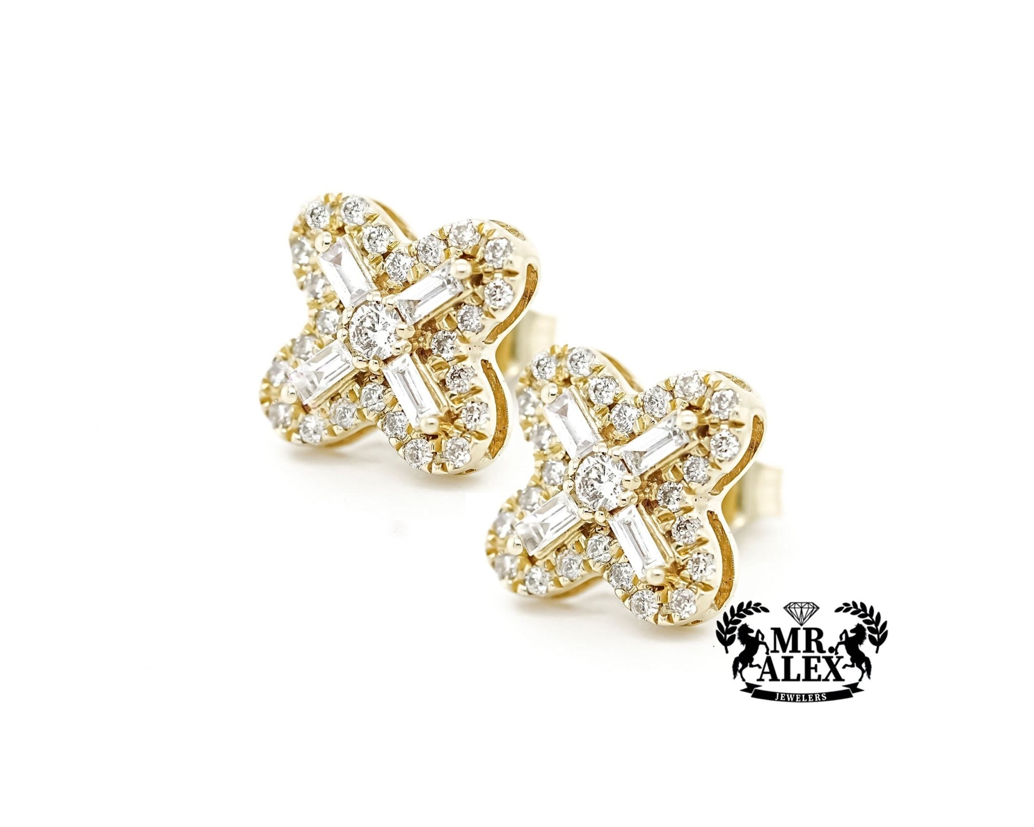 10k Star Design Earrings with Diamond Accents 0.85ct - Mr. Alex Jewelry