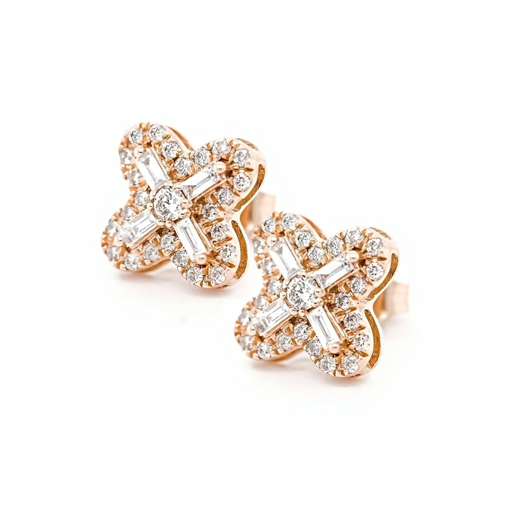 10k Star Design Earrings with Diamond Accents 0.85ct - Mr. Alex Jewelry