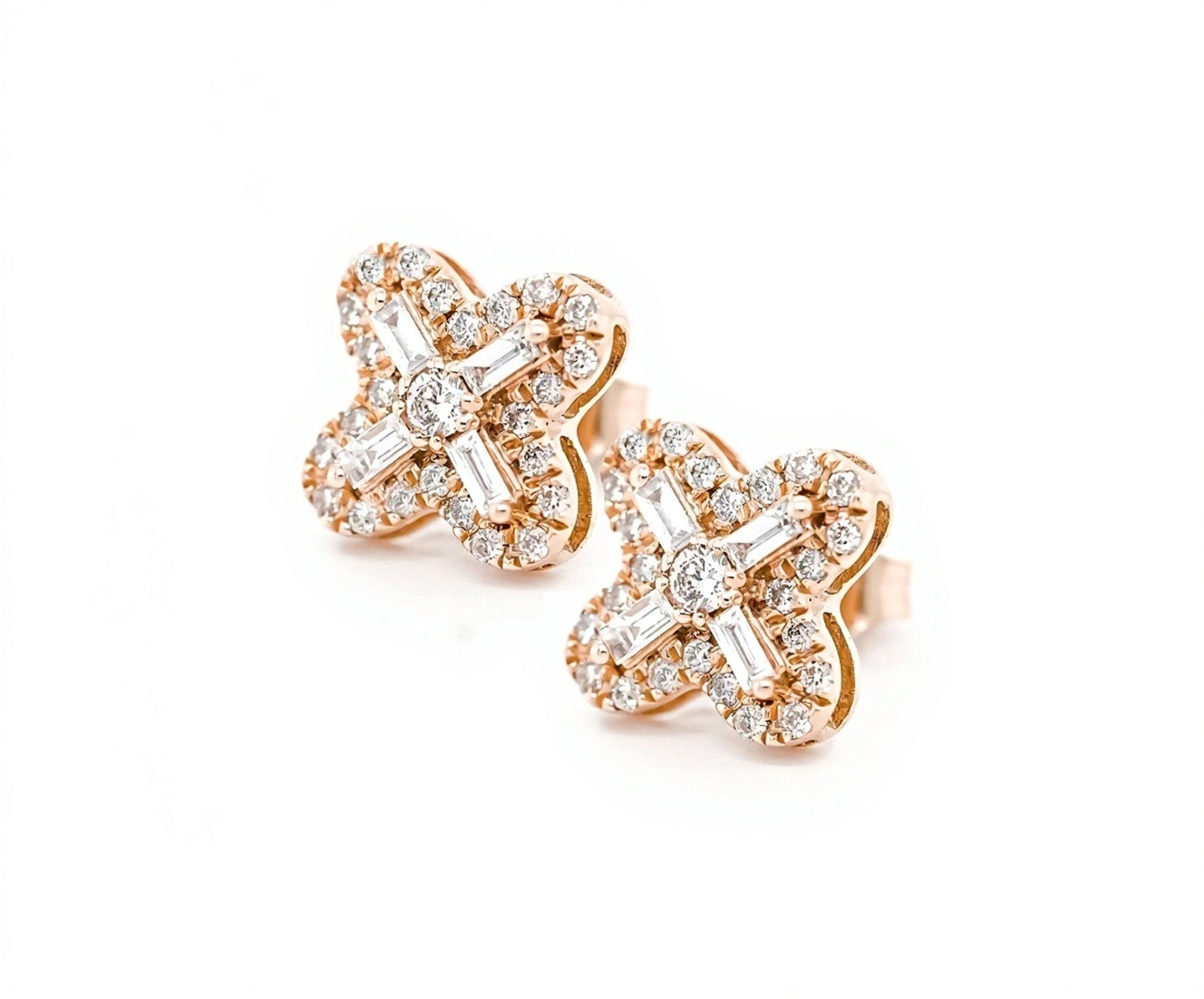 10k Star Design Earrings with Diamond Accents 0.85ct - Mr. Alex Jewelry
