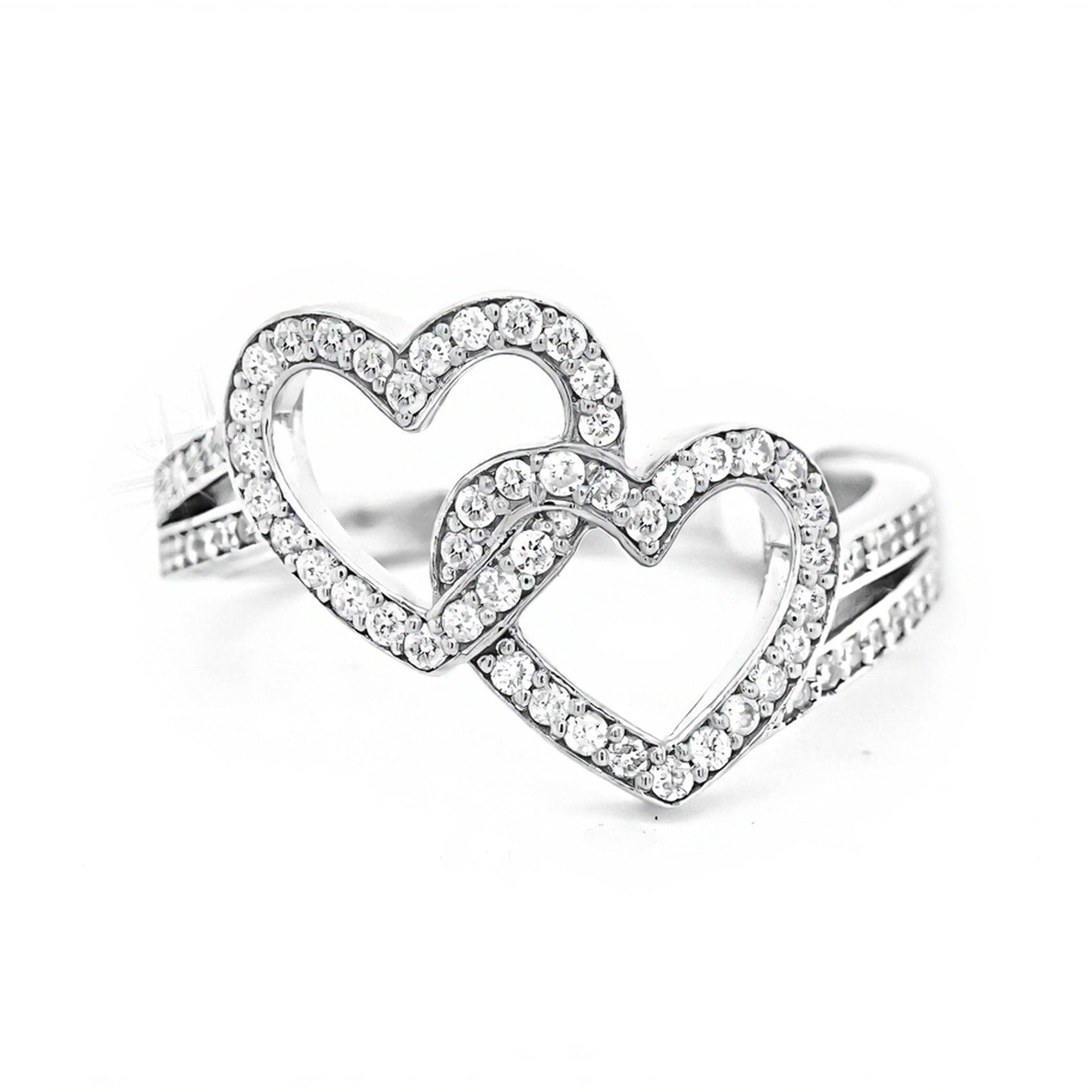10k White and Rose Gold Entwined Hearts Diamond Ring 0.45ct - Mr. Alex Jewelry