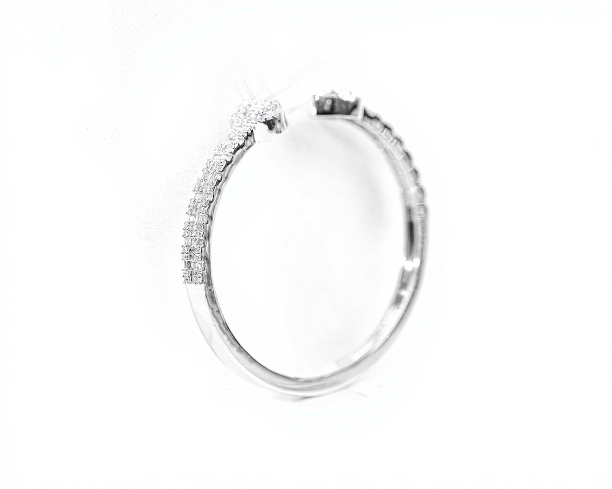 10k White Gold Heart & Baguette Diamond Bangle 2.25ct - Mr. Alex Jewelry