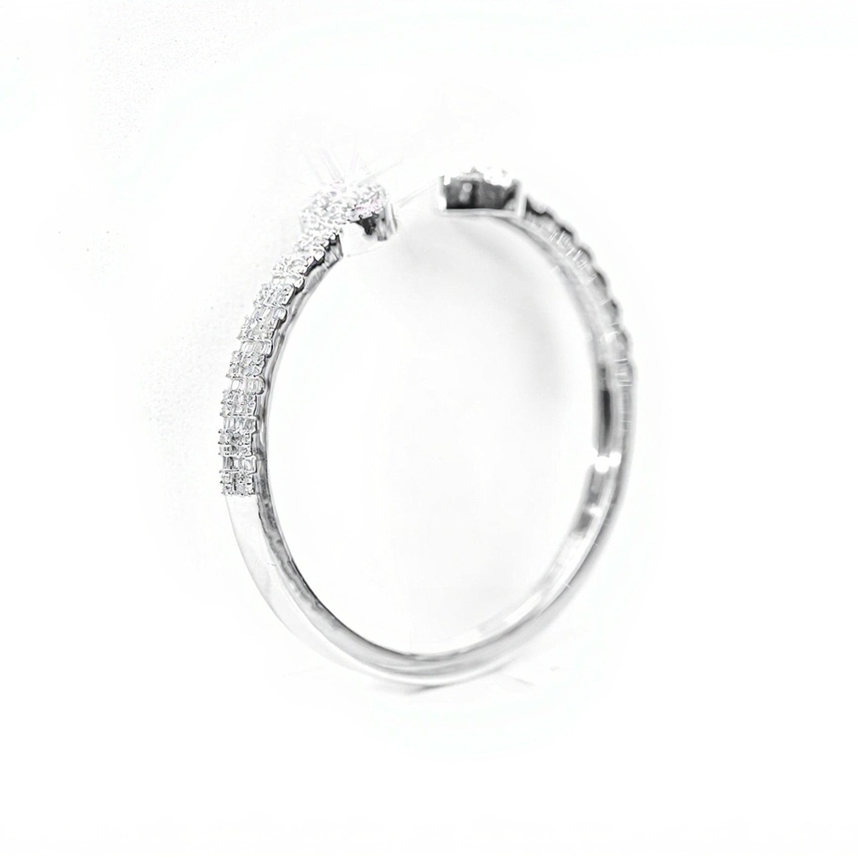 10k White Gold Heart & Baguette Diamond Bangle 2.25ct - Mr. Alex Jewelry