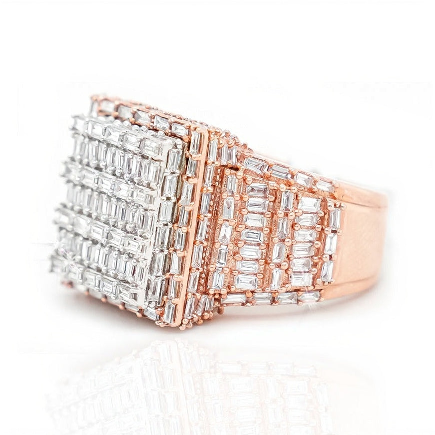 10k Big 3d Square Diamond Ring 3.90ct