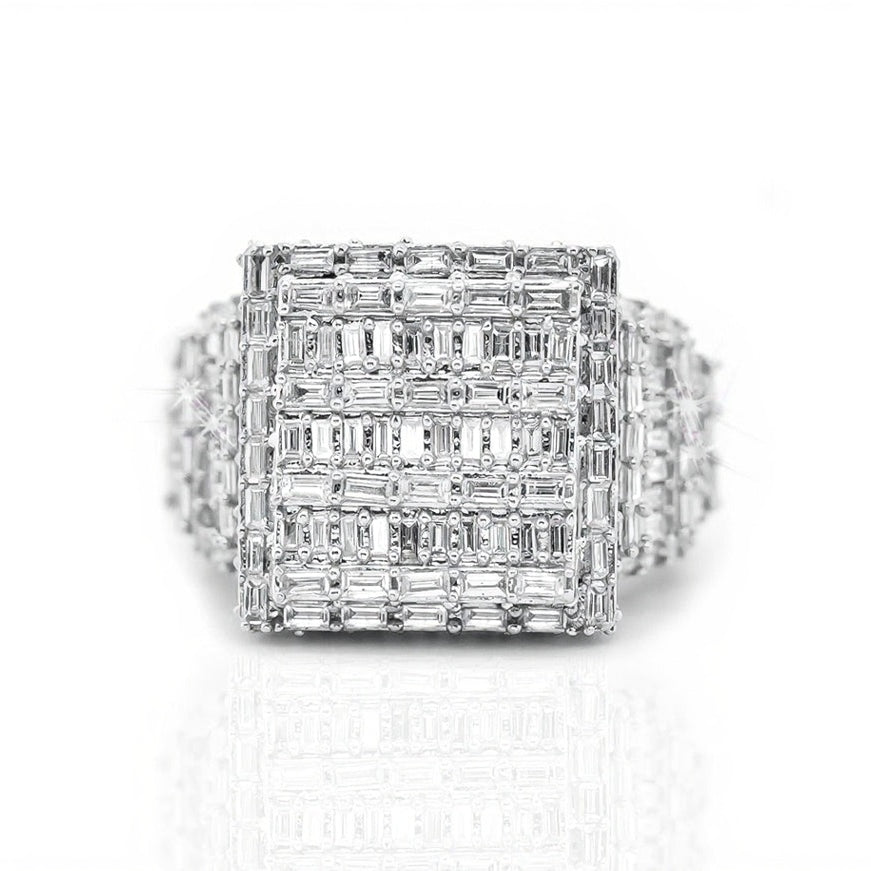 10k Big 3d Square Diamond Ring 3.90ct
