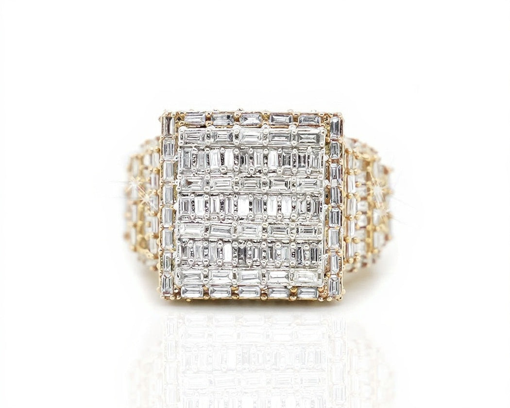10k Big 3d Square Diamond Ring 3.90ct