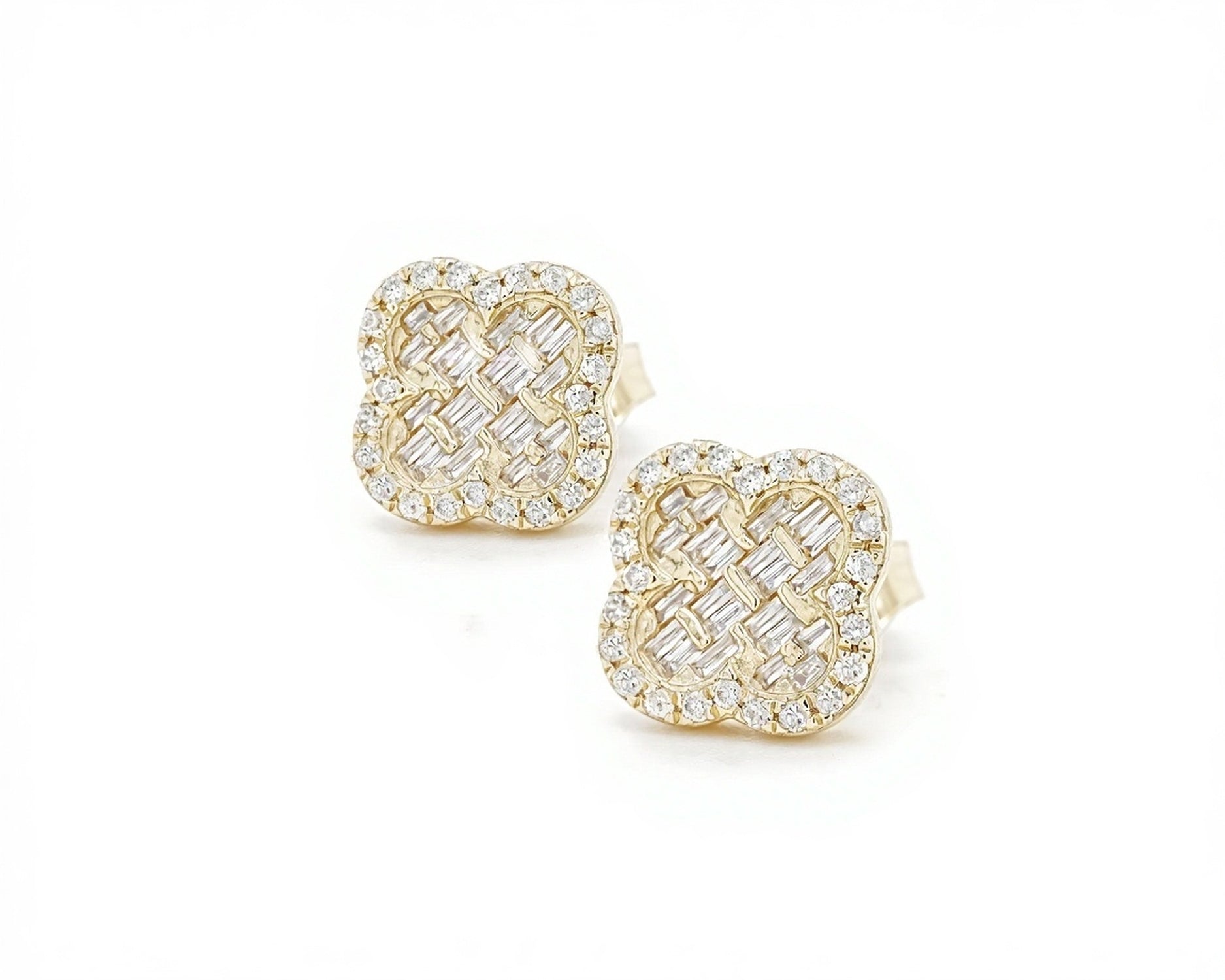 14k Clover-Shaped Diamond Earrings 0.50ct - Mr. Alex Jewelry