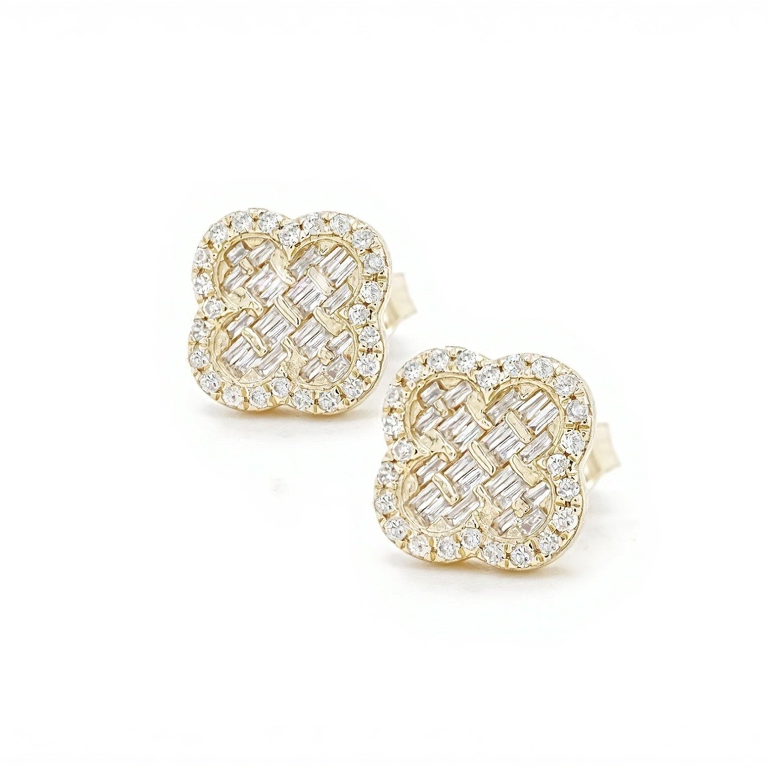 14k Clover-Shaped Diamond Earrings 0.50ct - Mr. Alex Jewelry