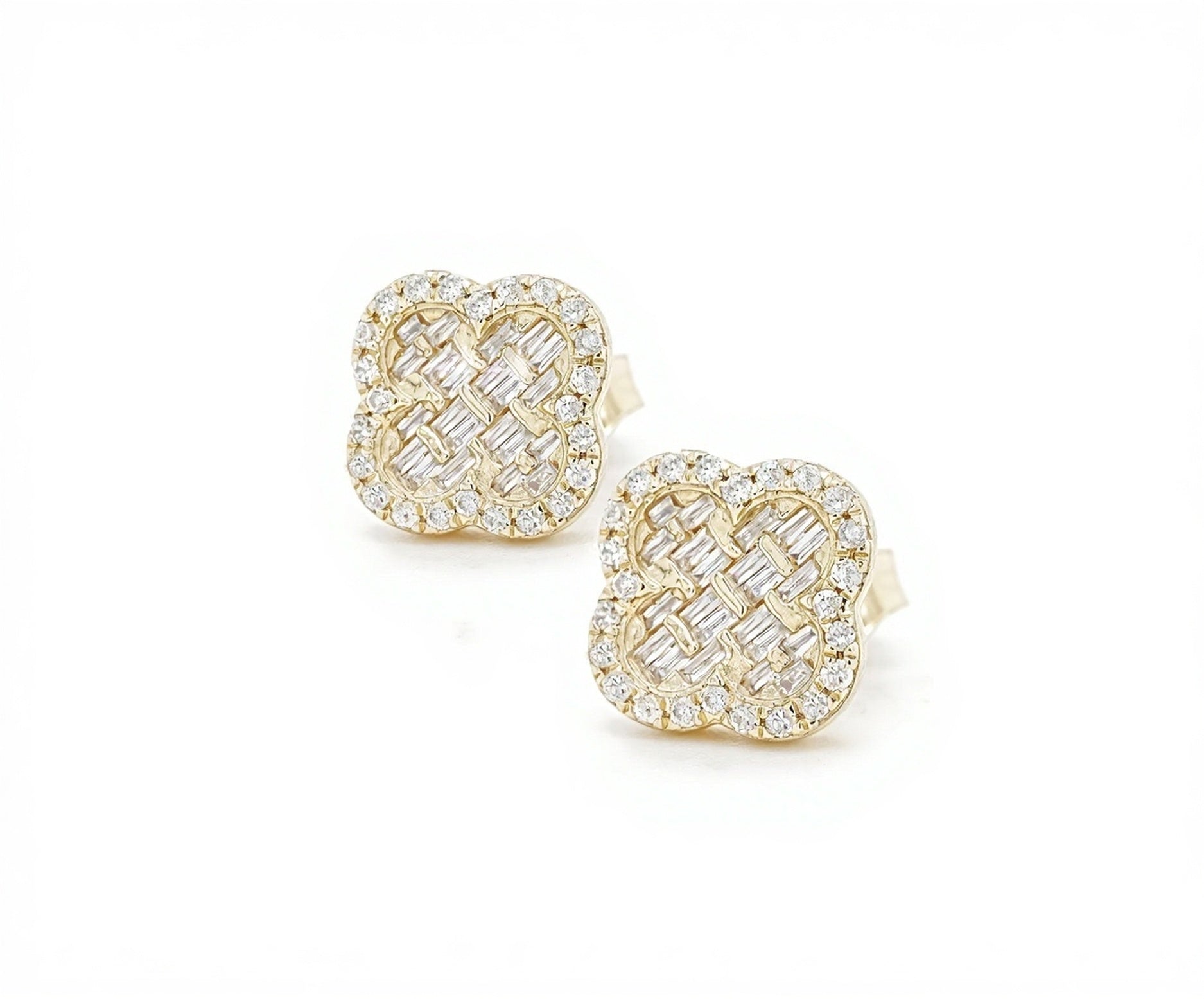 14k Clover-Shaped Diamond Earrings 0.50ct - Mr. Alex Jewelry