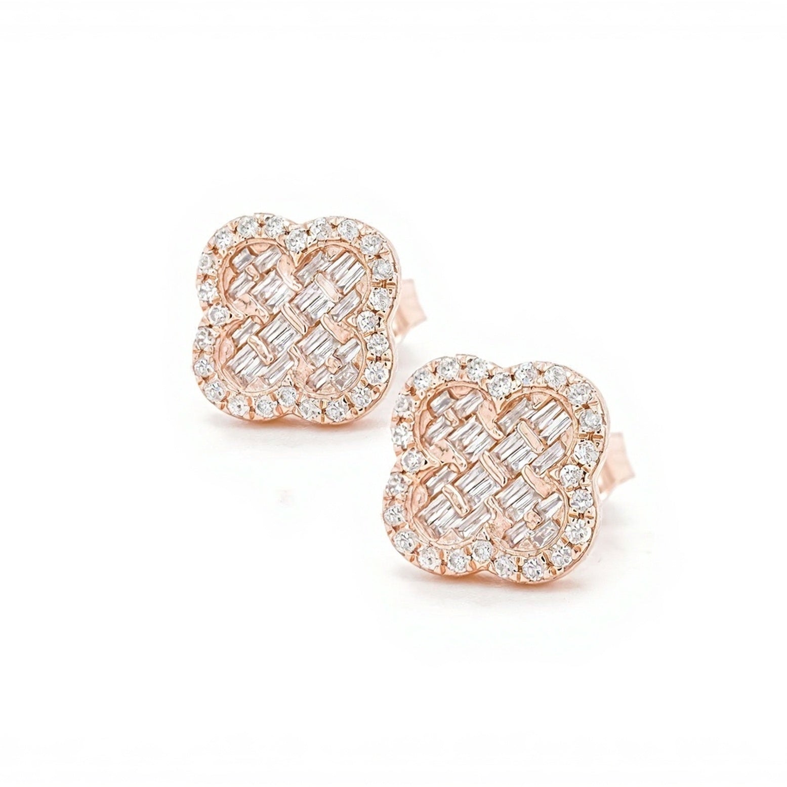 14k Clover-Shaped Diamond Earrings 0.50ct - Mr. Alex Jewelry