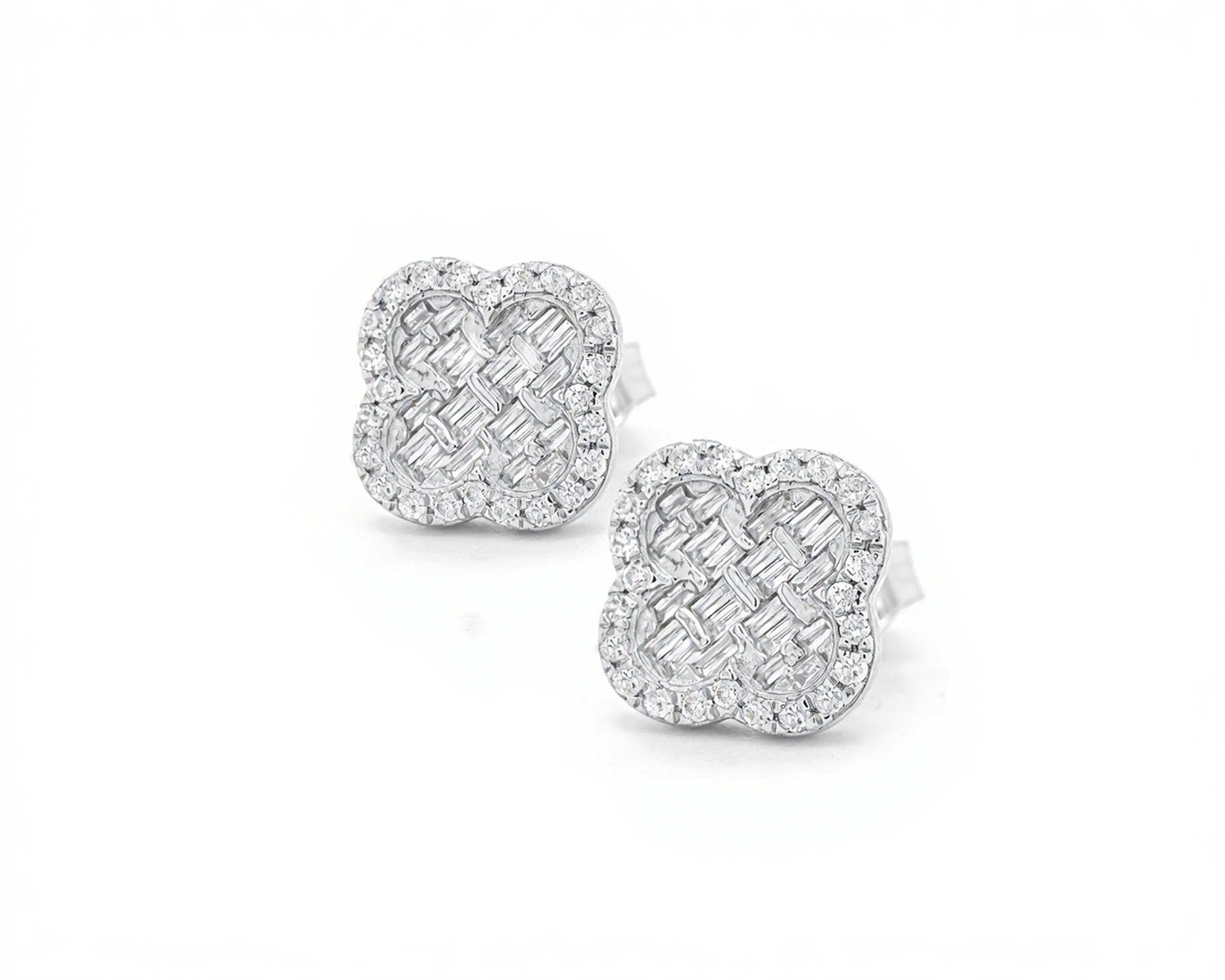 14k Clover-Shaped Diamond Earrings 0.50ct - Mr. Alex Jewelry