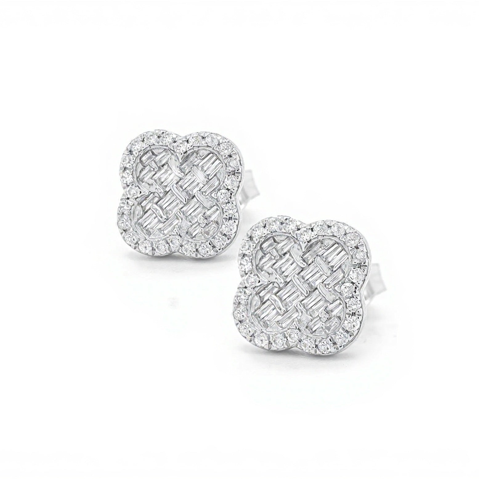 14k Clover-Shaped Diamond Earrings 0.50ct - Mr. Alex Jewelry