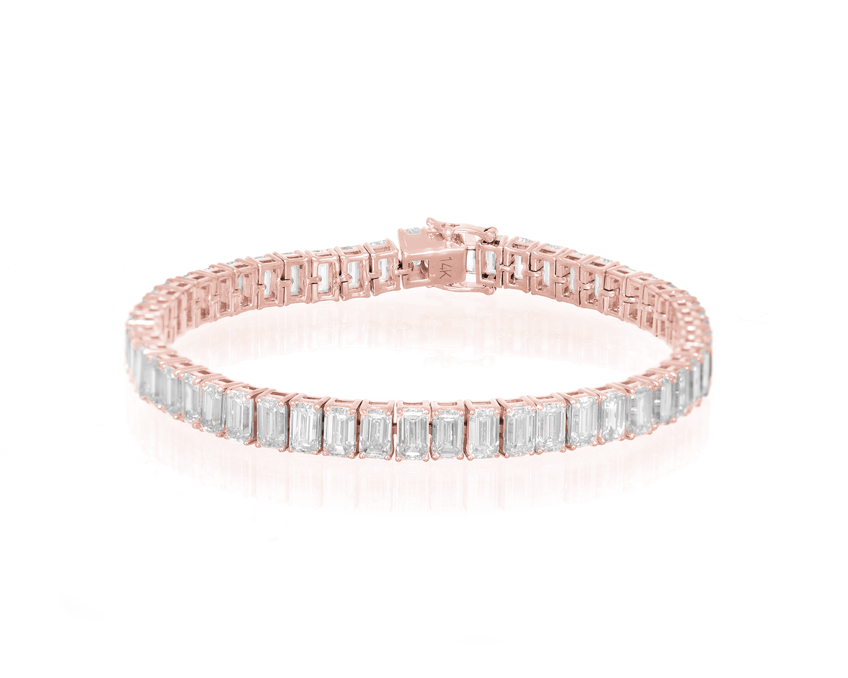 14K EMERALD CUT TENNIS BRACELET WITH ELEGANT DIAMOND ACCENT 14.03CT - Mr. Alex Jewelry