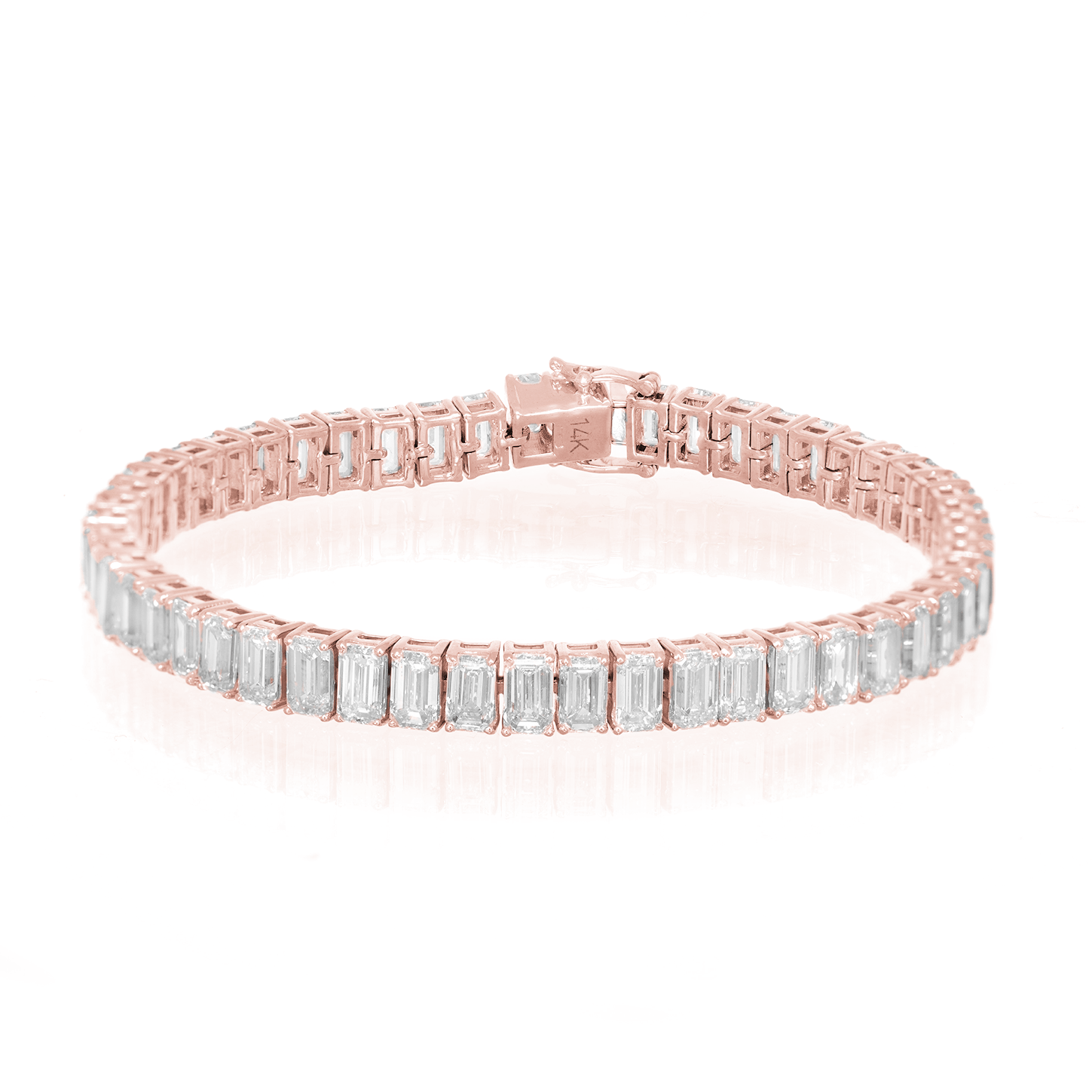 14K EMERALD CUT TENNIS BRACELET WITH ELEGANT DIAMOND ACCENT 14.03CT - Mr. Alex Jewelry