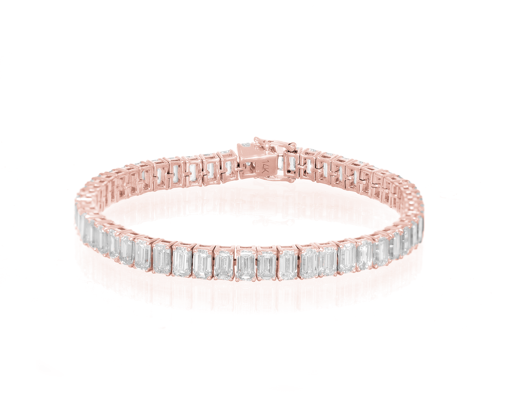 14K EMERALD CUT TENNIS BRACELET WITH ELEGANT DIAMOND ACCENT 14.03CT - Mr. Alex Jewelry