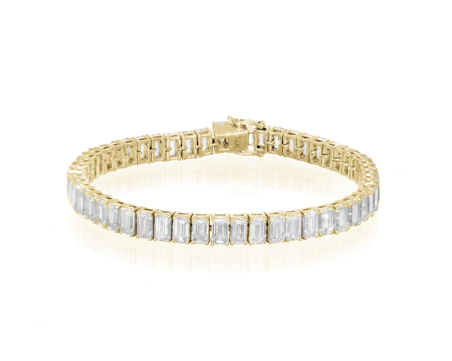 14K EMERALD CUT TENNIS BRACELET WITH ELEGANT DIAMOND ACCENT 14.03CT - Mr. Alex Jewelry