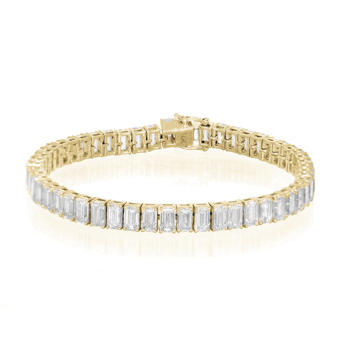 14K EMERALD CUT TENNIS BRACELET WITH ELEGANT DIAMOND ACCENT 14.03CT - Mr. Alex Jewelry
