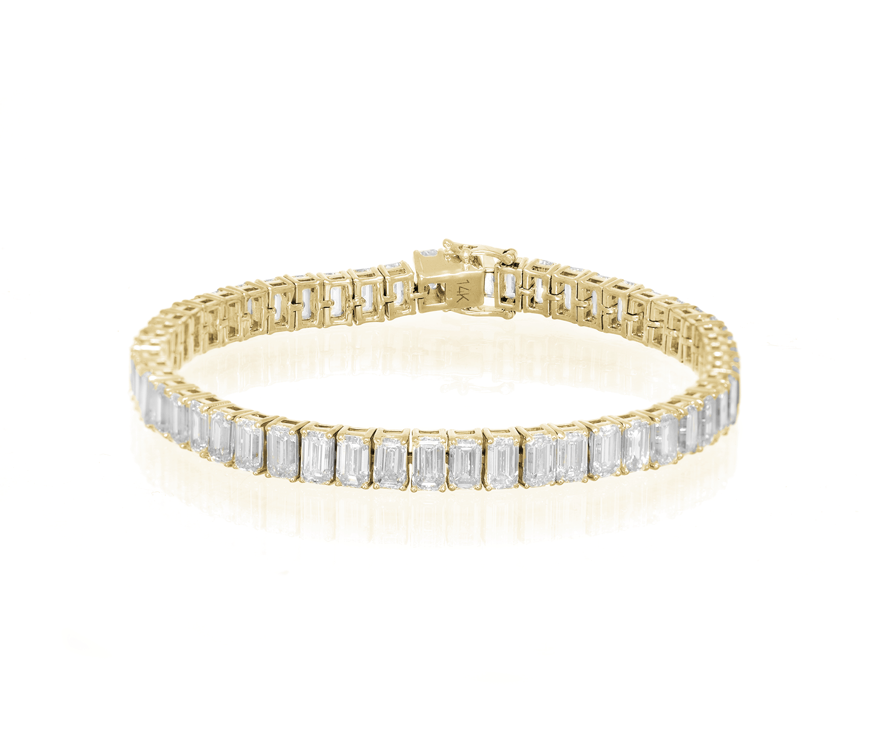 14K EMERALD CUT TENNIS BRACELET WITH ELEGANT DIAMOND ACCENT 14.03CT - Mr. Alex Jewelry