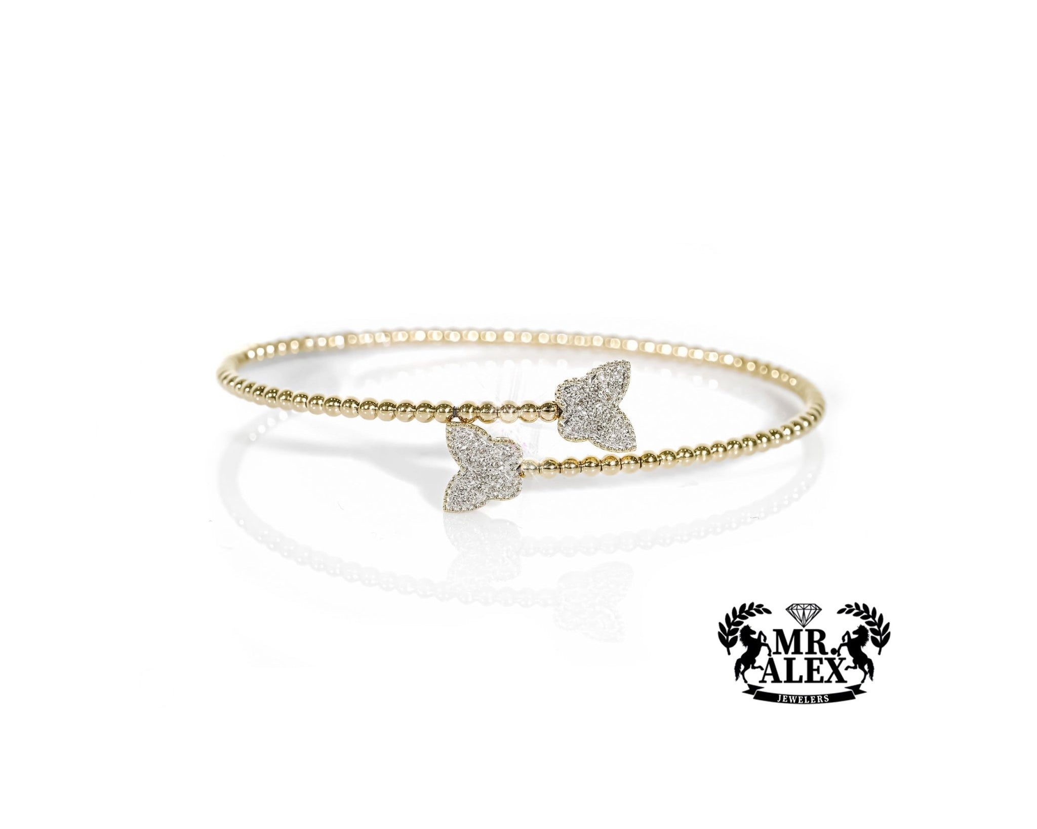 14k Gold Butterfly Diamond Bangle 0.30ct - Mr. Alex Jewelry