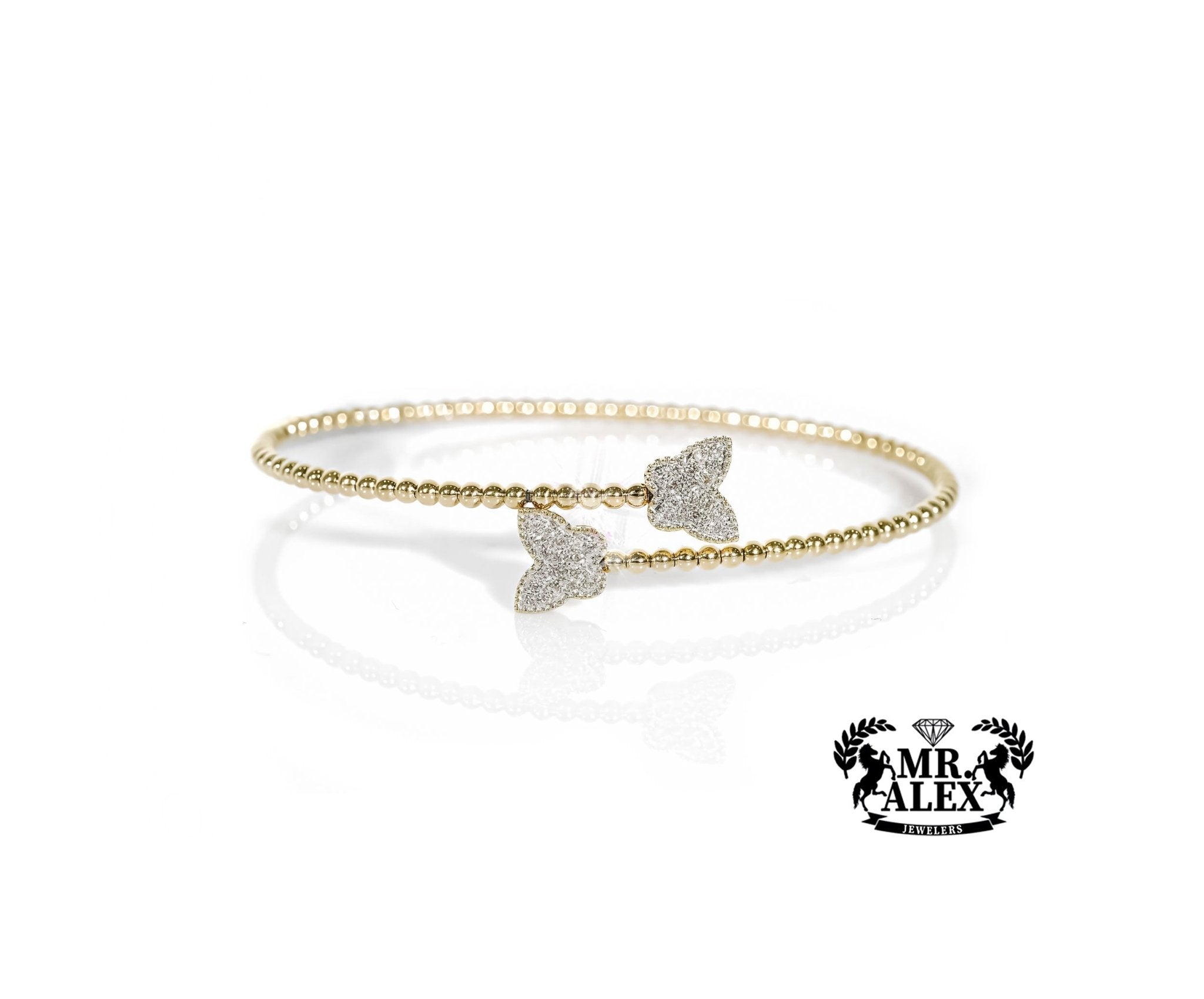 14k Gold Butterfly Diamond Bangle 0.30ct - Mr. Alex Jewelry