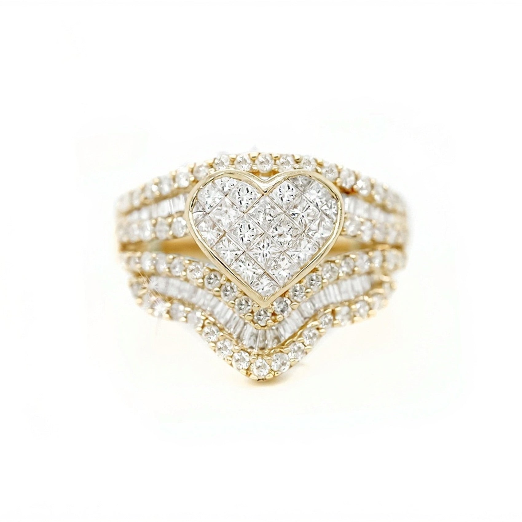 14k Heart Wave Design Diamond Ring 3.50ct - Mr. Alex Jewelry