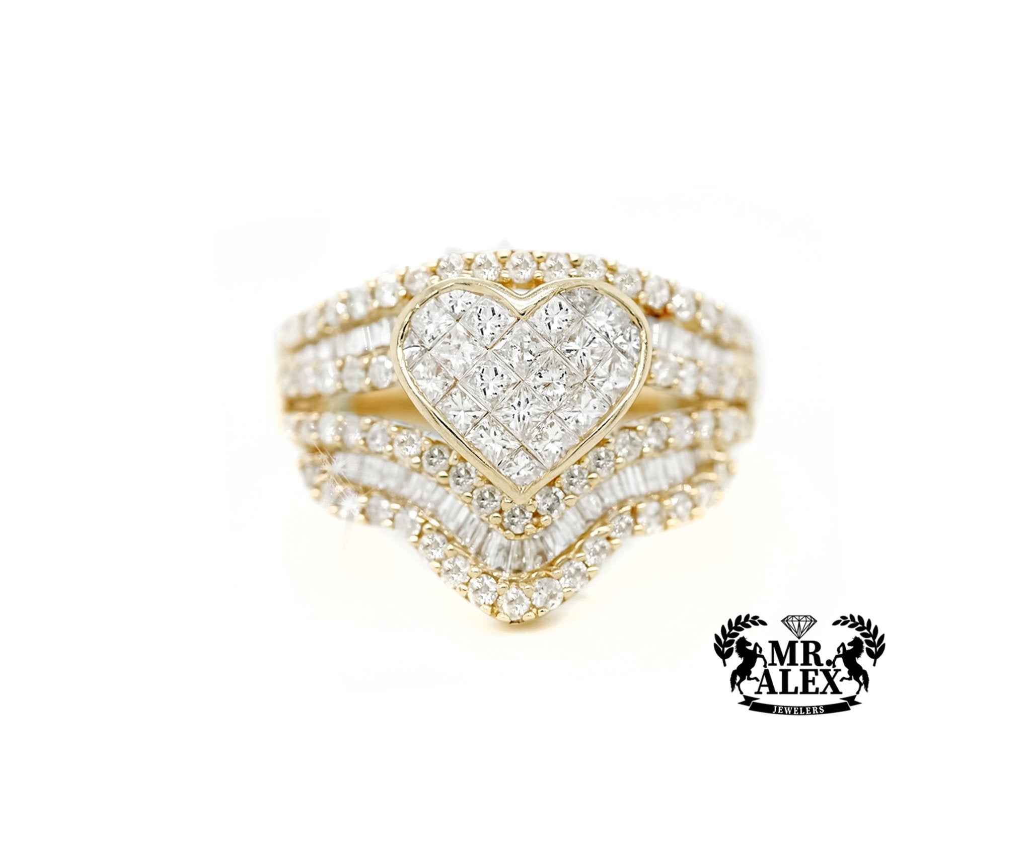 14k Heart Wave Design Diamond Ring 3.50ct - Mr. Alex Jewelry