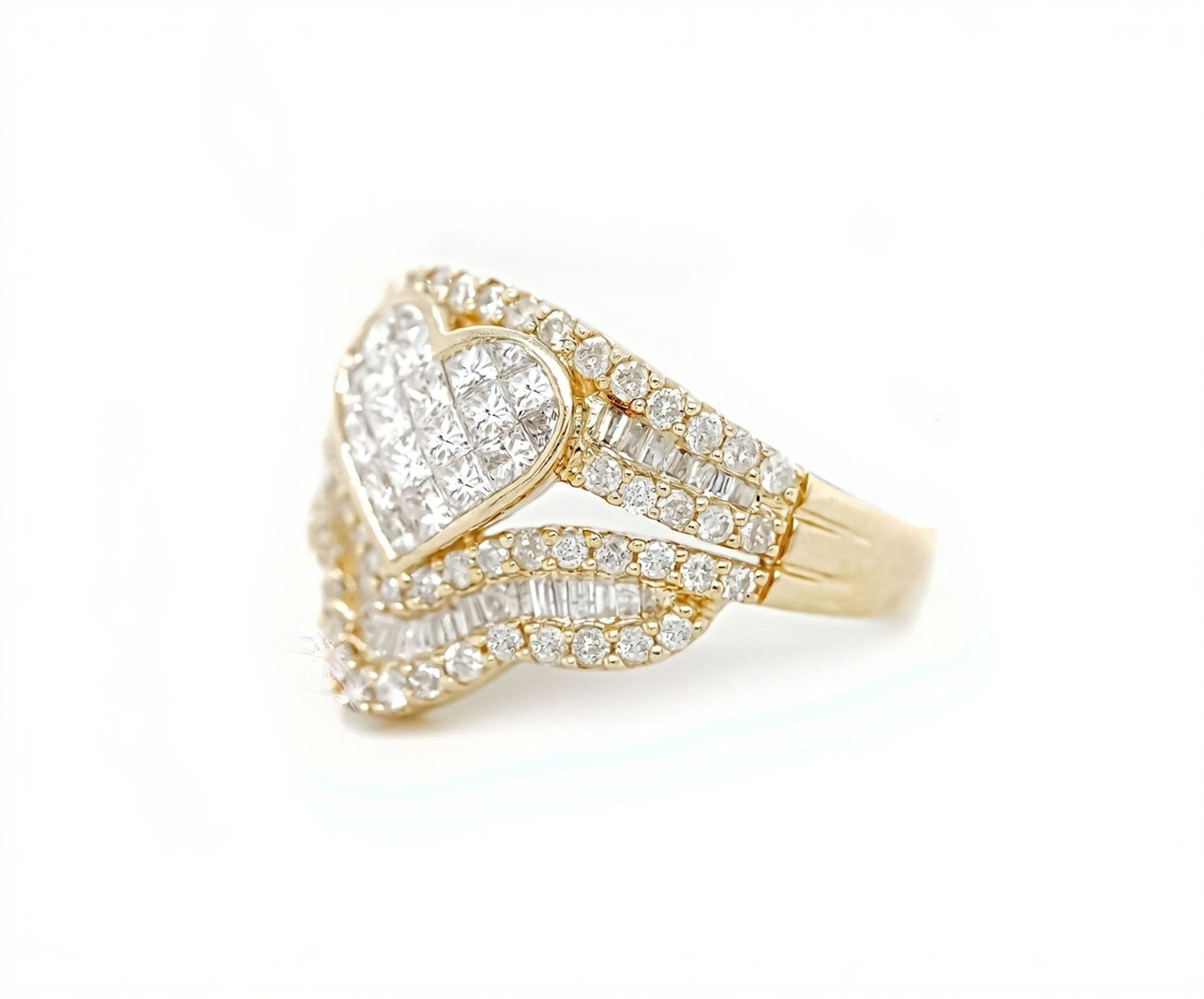 14k Heart Wave Design Diamond Ring 3.50ct - Mr. Alex Jewelry