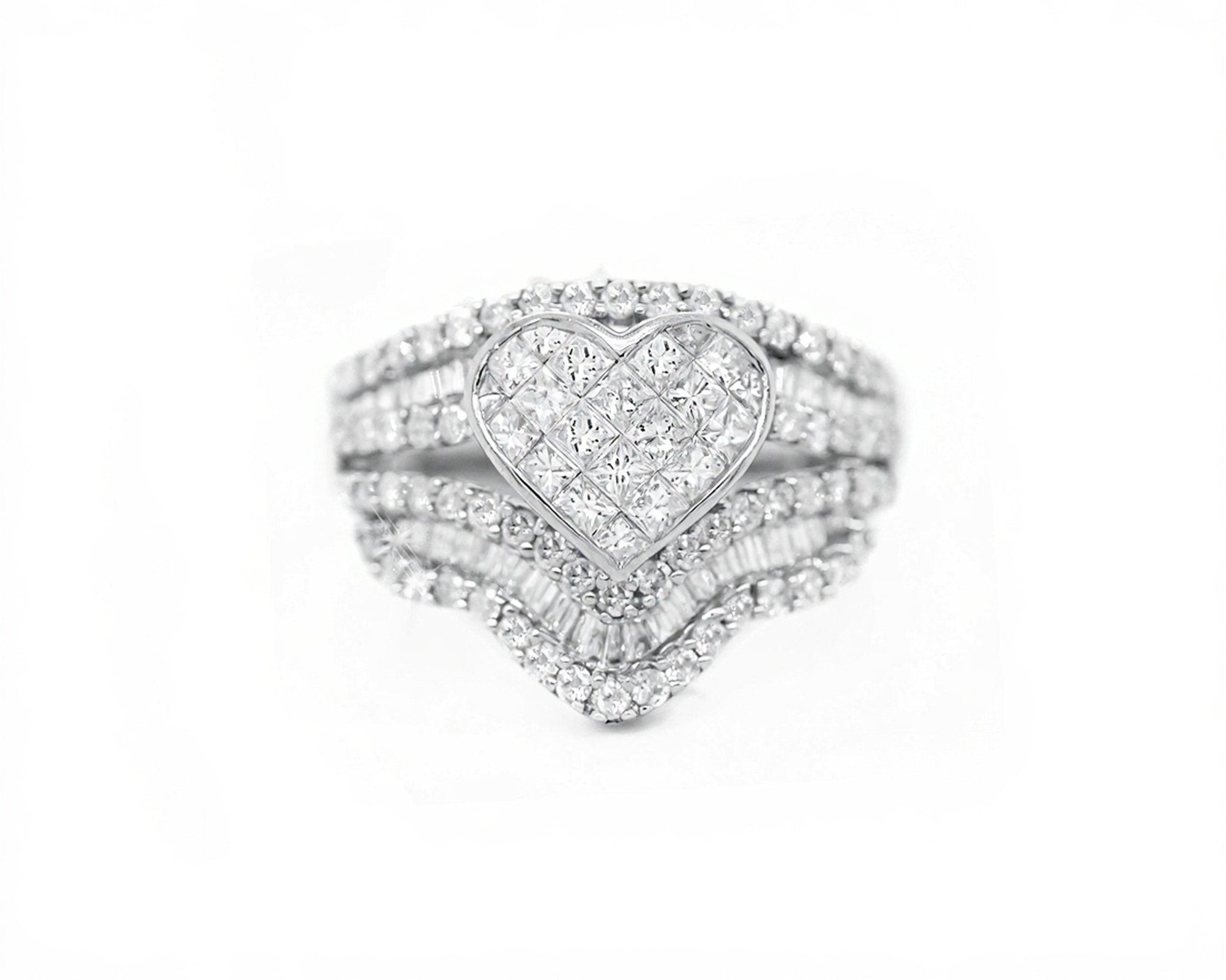 14k Heart Wave Design Diamond Ring 3.50ct - Mr. Alex Jewelry