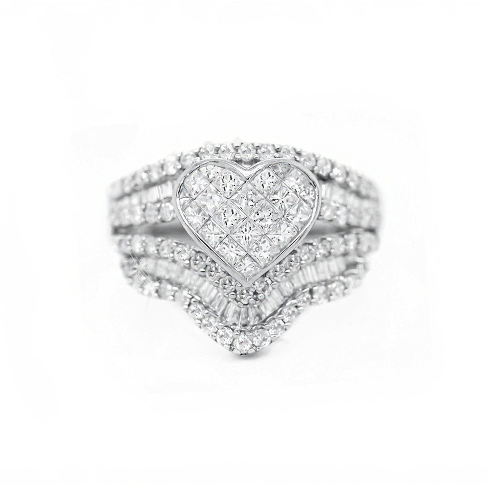 14k Heart Wave Design Diamond Ring 3.50ct - Mr. Alex Jewelry